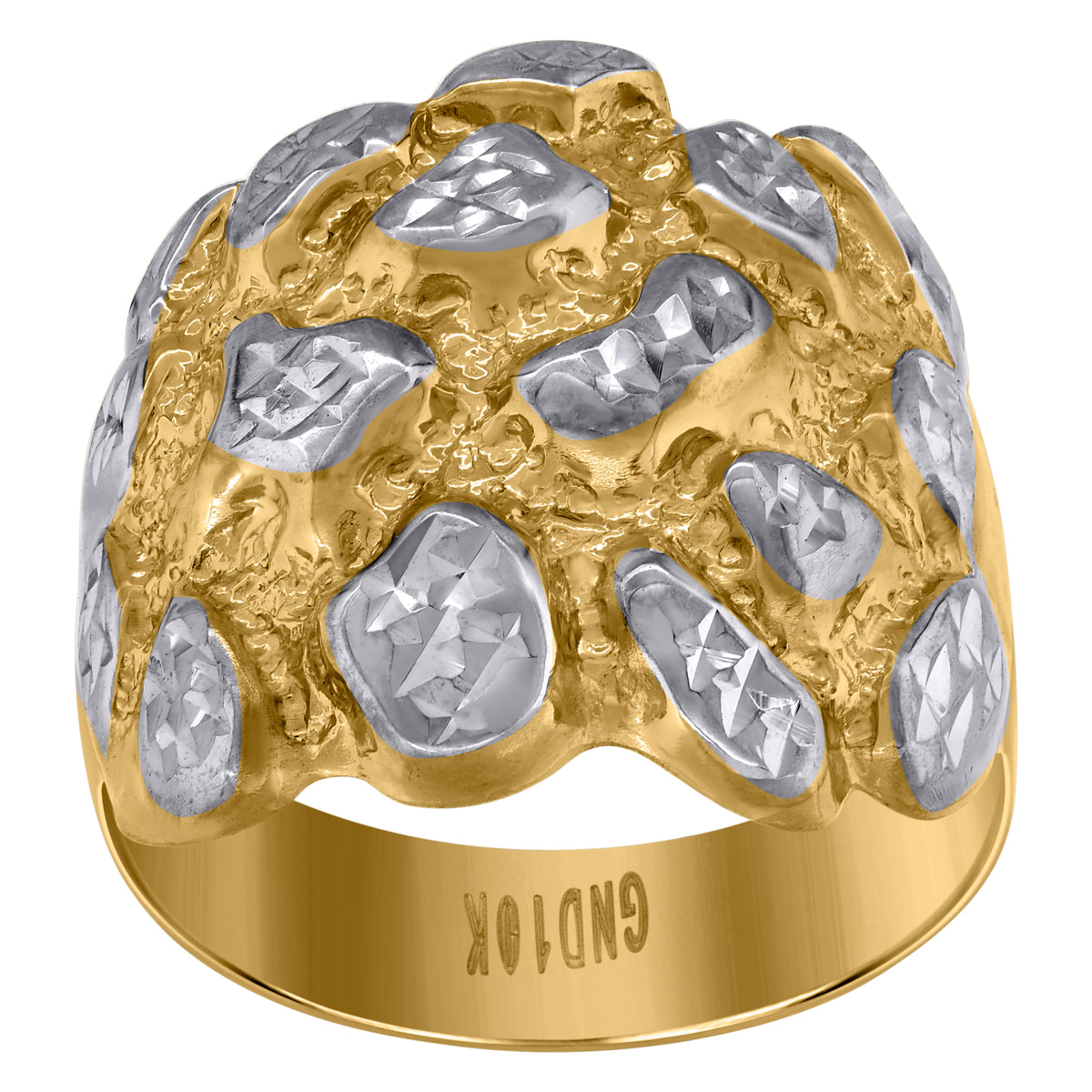 10K Two-tone Gold Mens Nugget Fashion Ring