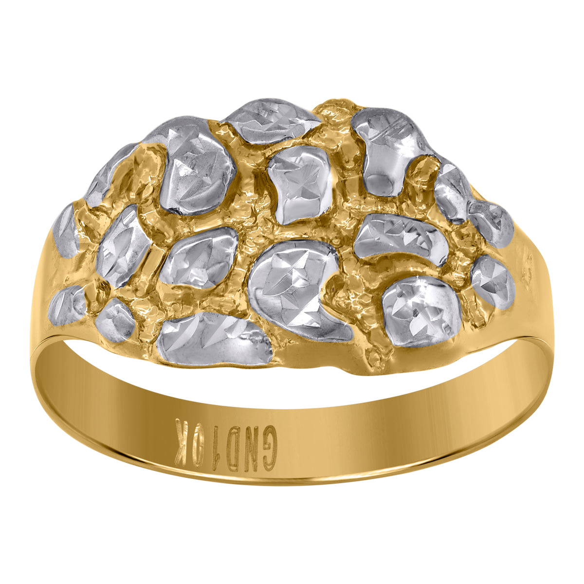 10K Two-tone Gold Womens Nugget Fashion Ring