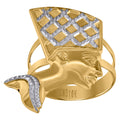 10K Two-Tone Gold Mens Nefertiti Egyptian Ring