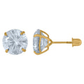 14K 8mm Round Basket Cubic Zirconia Stud With Screwback