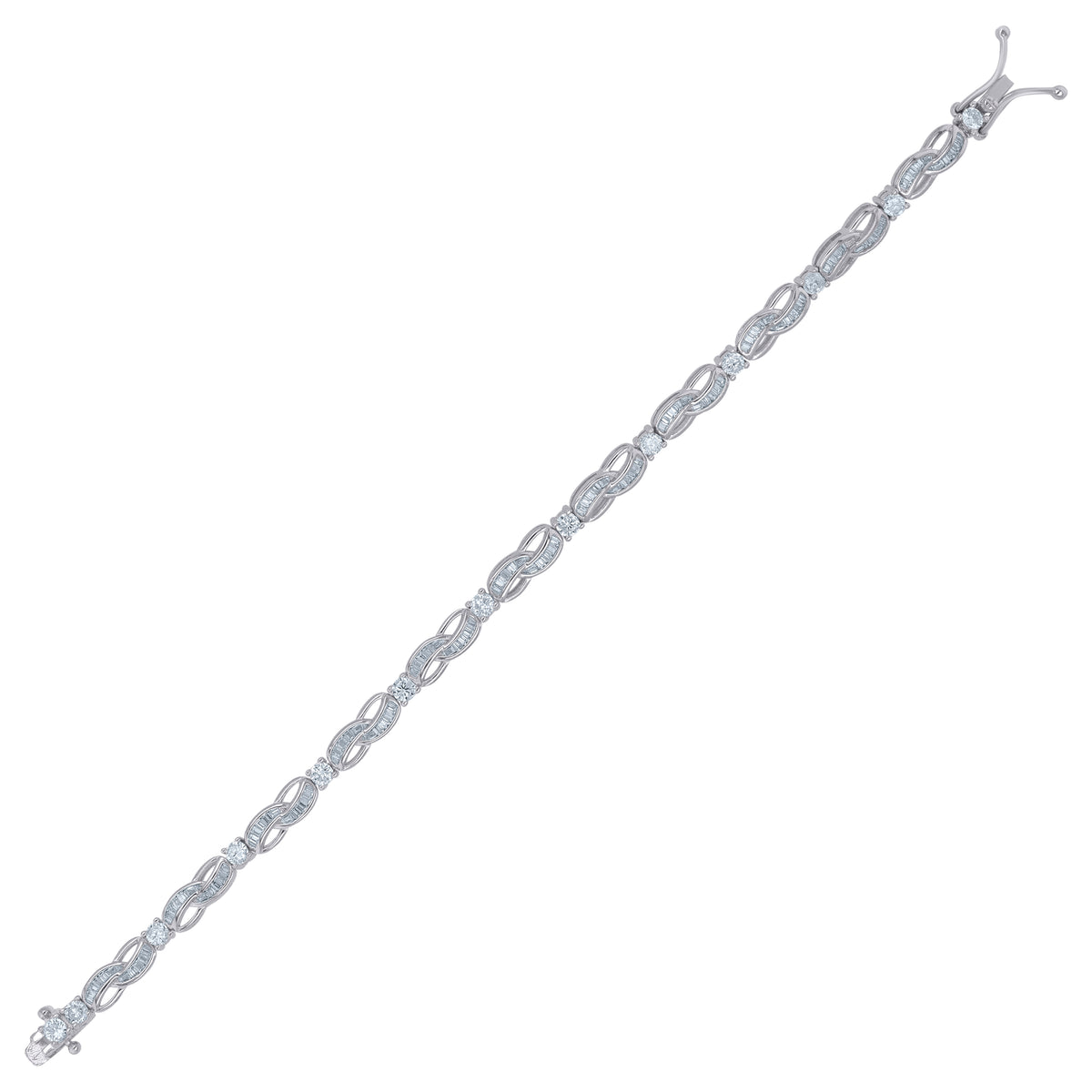 925 Sterling Silver Womens Cubic-Zirconia Fashion Link Bracelet Size 7