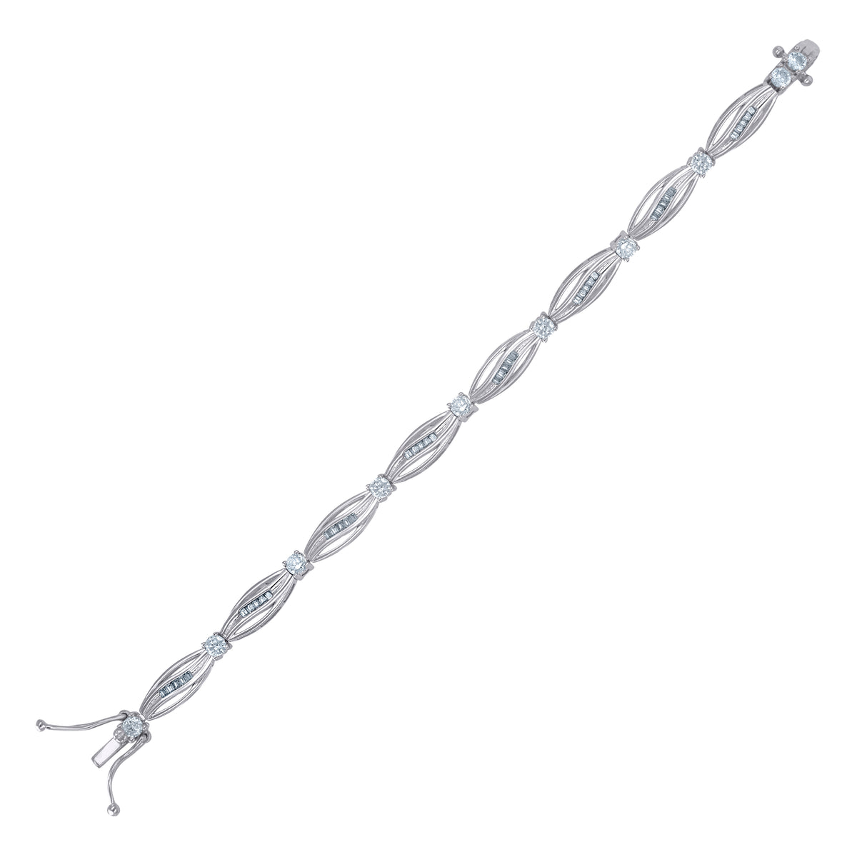 925 Sterling Silver Womens Cubic-Zirconia Fashion Link Bracelet Size 7