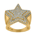 10K Yellow Gold Mens Cubic Zirconia Star Cluster Nautical Ring