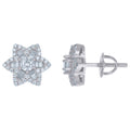 925 Sterling Silver Unisex Baguette Cubic-Zirconia Star Fashion Stud Earrings