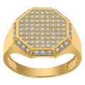 10K Yellow Gold Mens Cubic-Zirconia Octagon Head Cluster Fashion Rings