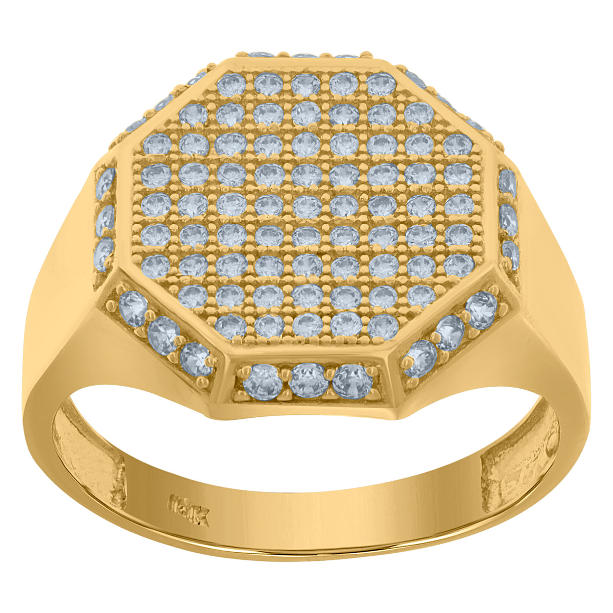 10K Yellow Gold Mens Cubic-Zirconia Octagon Head Cluster Fashion Rings