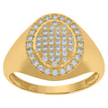 10K Yellow Gold Mens Cubic-Zirconia Oval Head Cluster Fashion Rings
