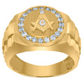 10K Two-Tone Gold Mens Cubic-Zirconia Masonic Occupation Rings