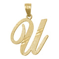 10K Yellow Gold Unisex Initial Alphabet U Charm Pendant