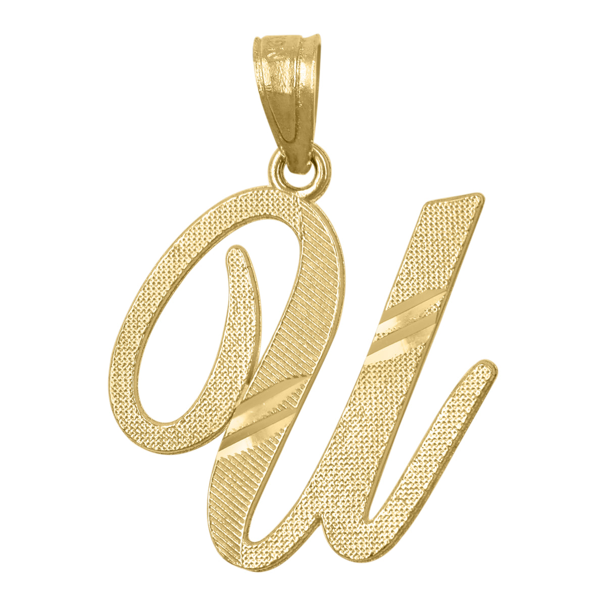 10K Yellow Gold Unisex Initial Alphabet U Charm Pendant