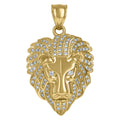 10K Yellow Gold Mens Cubic-Zirconia Leo/Lion Zodiac Sign/Wildlife Charm Pendant