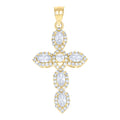 10K Yellow Gold Mens Cubic Zirconia Cross Religious Charm Pendant