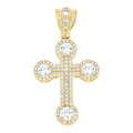 10K Yellow Gold Mens Cubic Zirconia Cross Religious Charm Pendant