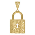 10K Yellow Gold Mens Lock Key Charm Pendant
