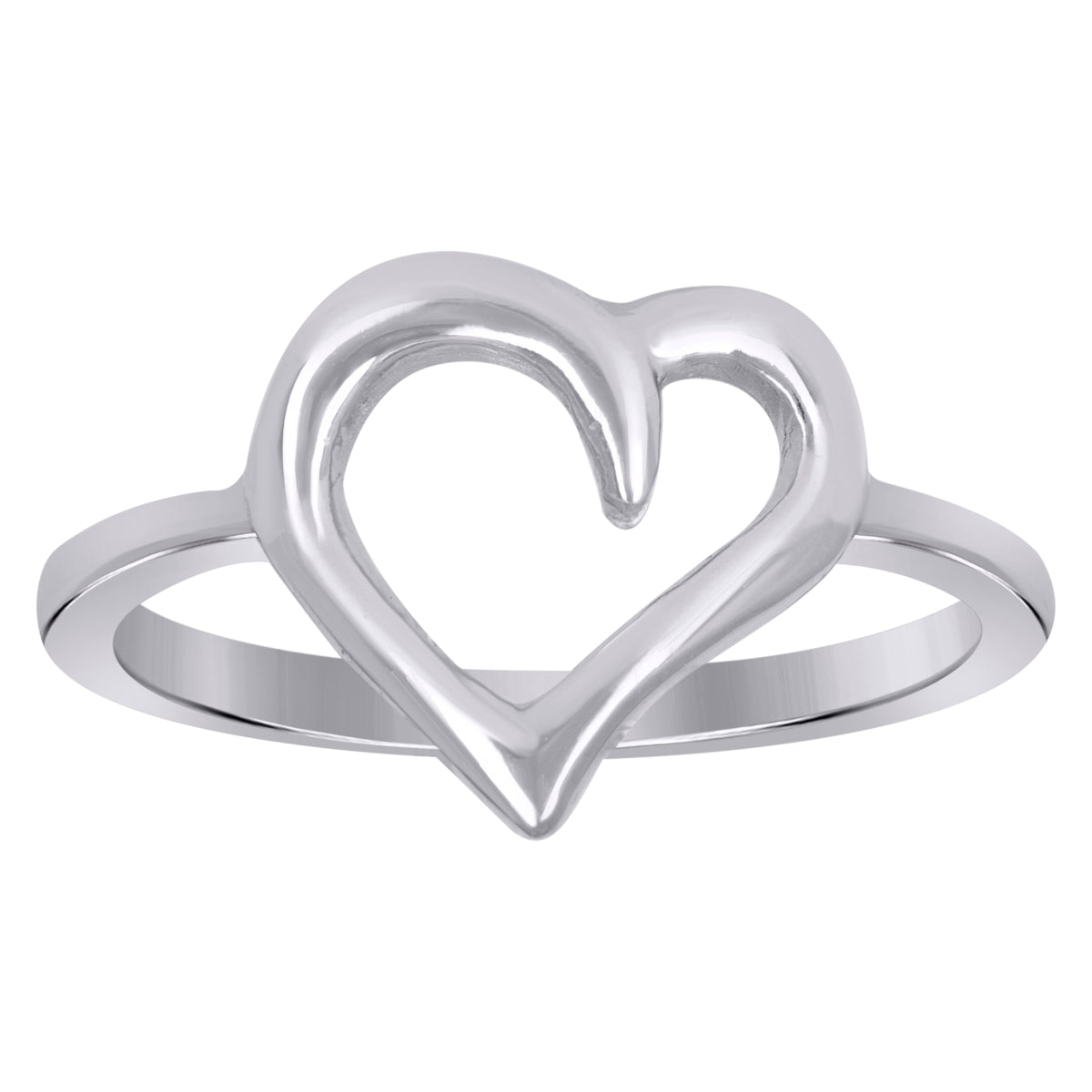 925 Sterling Silver Womens Heart Love Ring Size 8