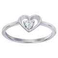 925 Sterling Silver Womens Trillion Cubic-Zirconia Heart Love Ring Size 7