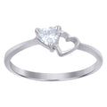 925 Sterling Silver Womens Trillion Cubic-Zirconia Heart Love Ring Size 5