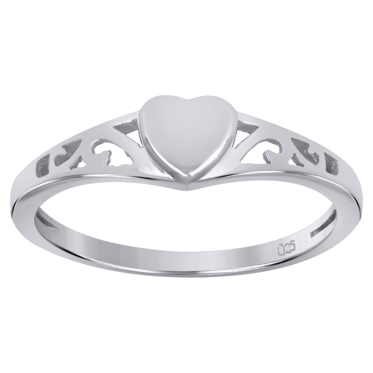 925 Sterling Silver Womens Heart Love Ring Size 8