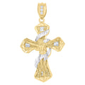 10K Two-Tone Gold Mens Princess Cut Cubic-Zirconia Religious Cross Crucifix Charm Pendant