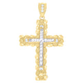 10K Two-Tone Gold Mens Cubic-Zirconia Religious Cross Charm Pendant