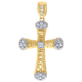 10K Two-Tone Gold Mens Princess Cut Cubic-Zirconia Religious Cross Charm Pendant