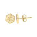 10K Yellow Gold Mens Gambling Dice Stud Earrings