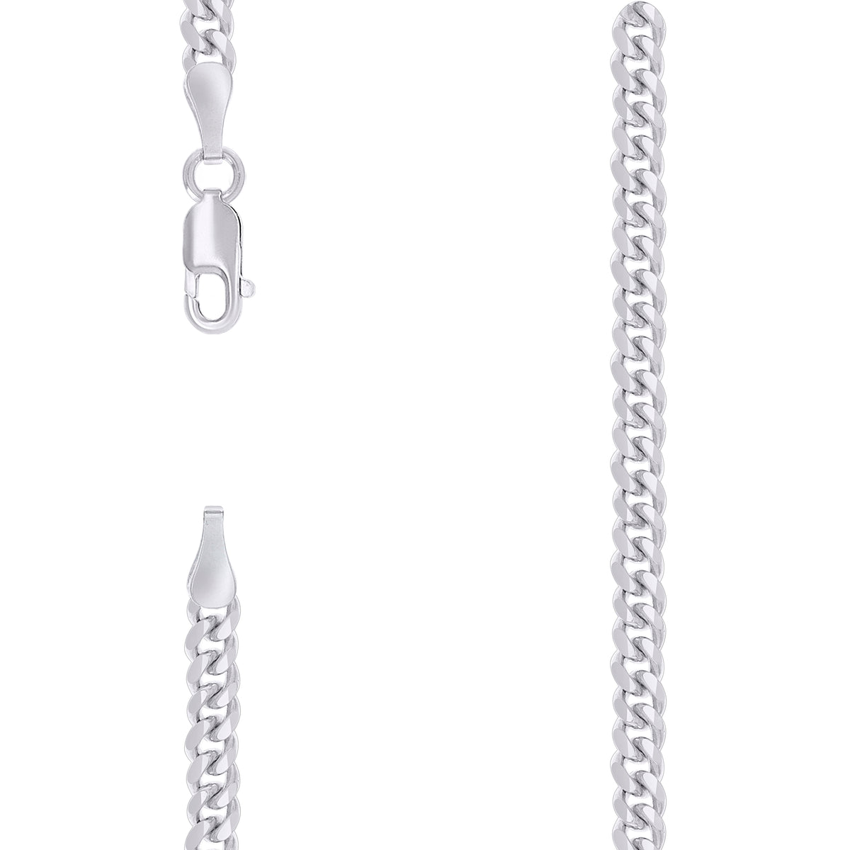 925 Silver Solid Miami Cuban Chain 3.5mm-7"