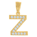 10K Yellow Gold Unisex Cubic-Zirconia Letter Z Alphabet Initials Charm Pendant