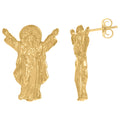 10K Yellow Gold Mens Religious Saints Stud Earrings