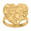 10K Yellow Gold Womens Nugget Love Hearts Ring