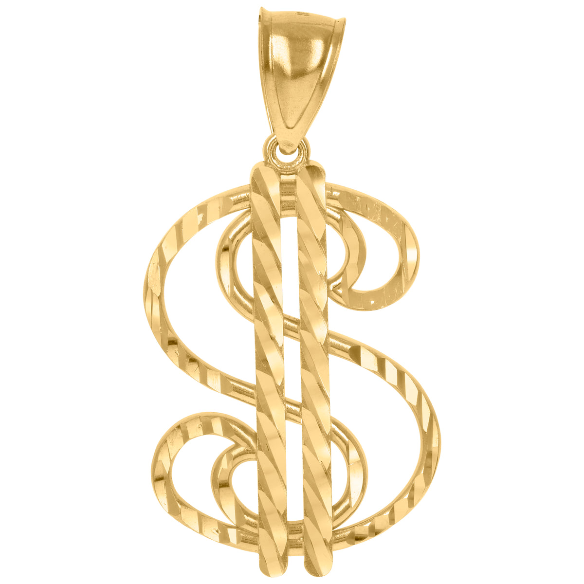 10K Yellow Gold Mens Dollar Sign Currency Charm Pendant