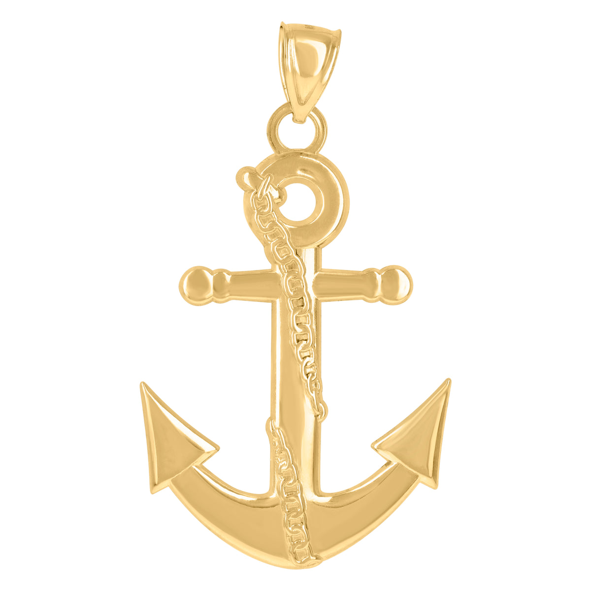 10K Yellow Gold Mens Ankh Anchor Religious Charm Pendant