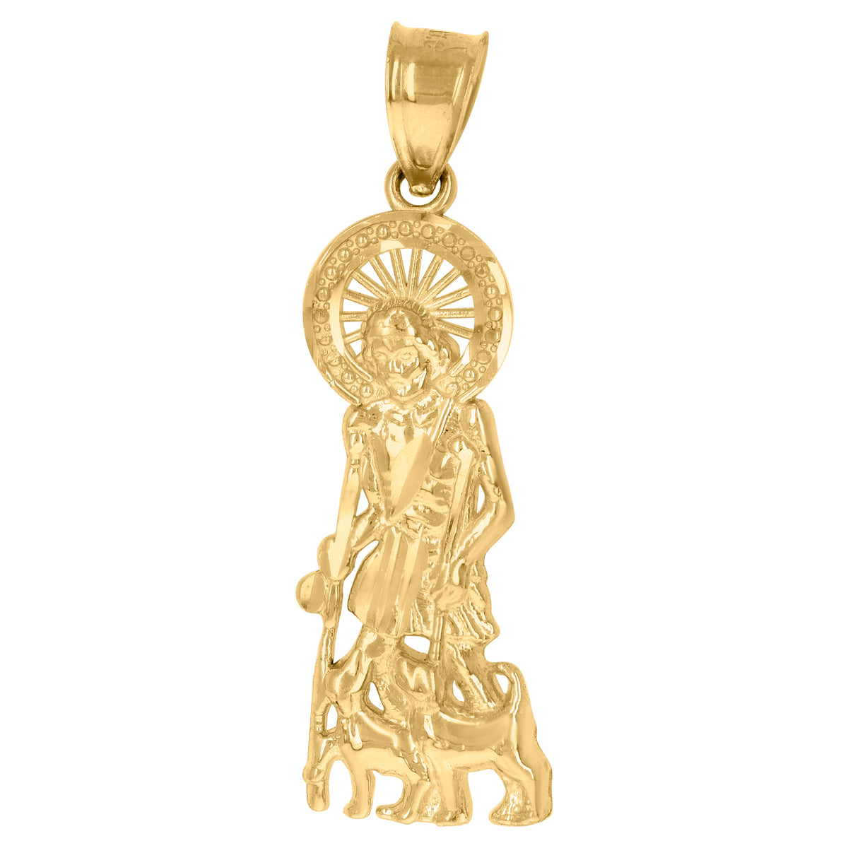 10K Yellow Gold Mens St. Lazarus Religious Charm Pendant
