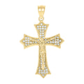 10K Yellow Gold Mens Cubic-Zirconia Crucifix Cross Religious Charm Pendant