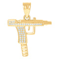 10K Yellow Gold Mens Cubic-Zirconia Gun Charm Pendant
