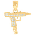 10K Yellow Gold Mens Cubic-Zirconia Gun Charm Pendant