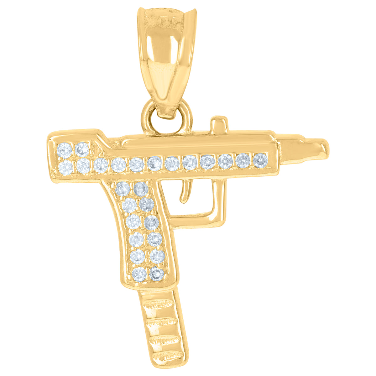 10K Yellow Gold Mens Cubic-Zirconia Gun Charm Pendant