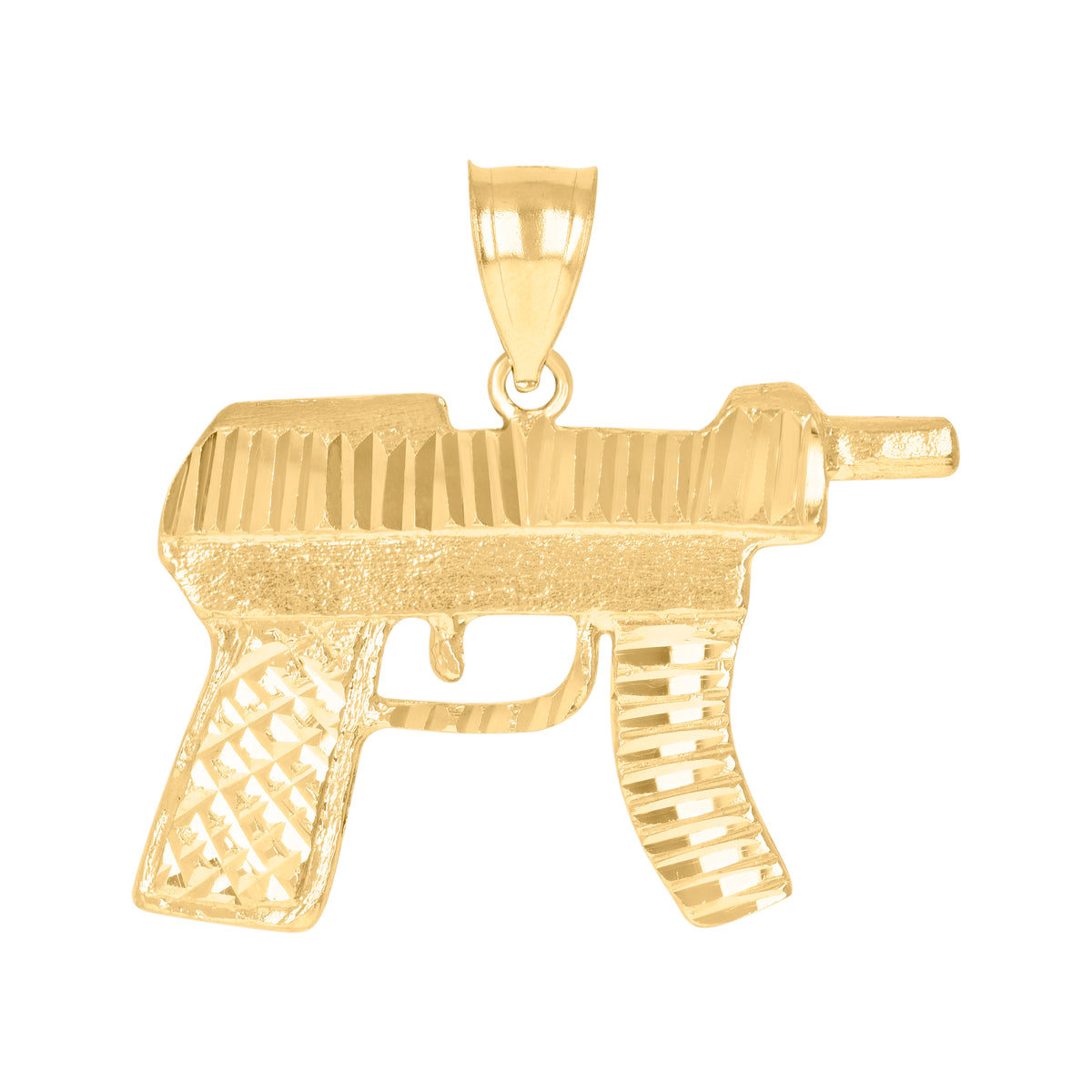 10K Yellow Gold Mens Gun Charm Pendant