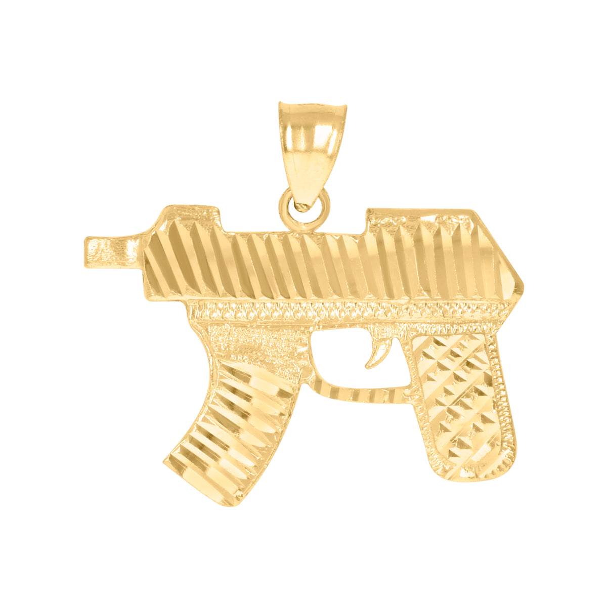 10K Yellow Gold Mens Gun Charm Pendant