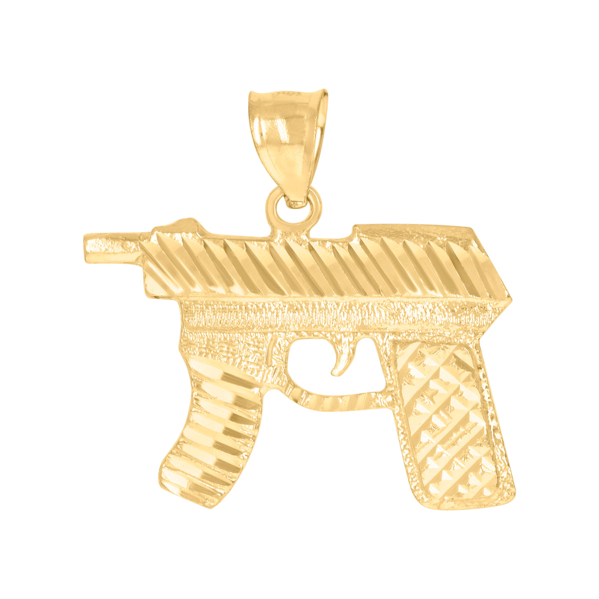 10K Yellow Gold Mens Gun Charm Pendant