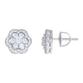 925 Sterling Silver Mens Cubic-Zirconia Flower Stud Earrings