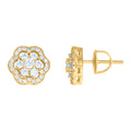 925 Sterling Silver Yellow-Tone Mens Cubic-Zirconia Flower Stud Earrings