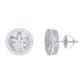 925 Sterling Silver Mens Cubic-Zirconia Marijuana Leaf Fashion Stud Earrings