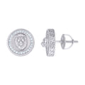 925 Sterling Silver Mens Cubic-Zirconia Lion Head Fashion Stud Earrings