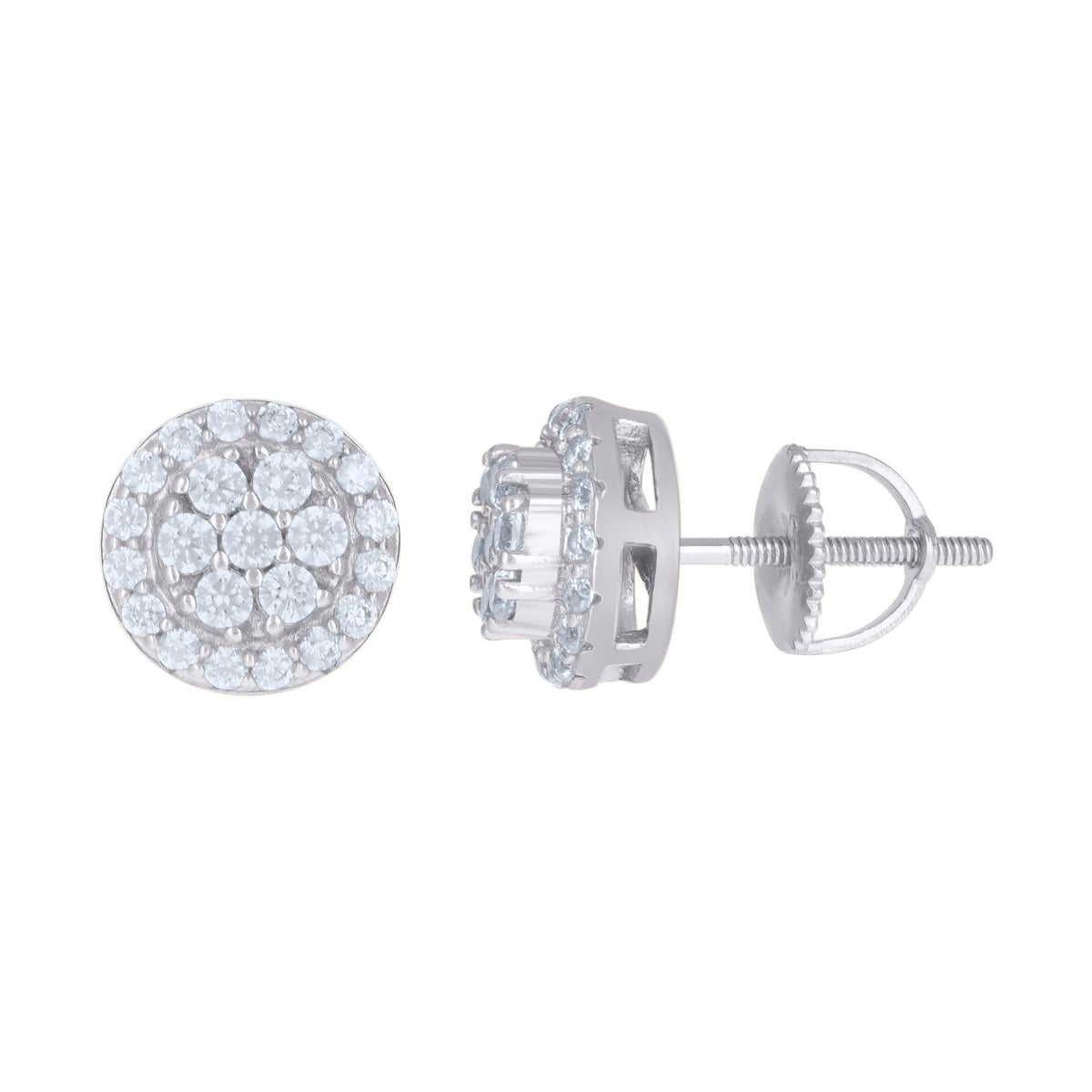 925 Sterling Silver Mens Cubic-Zirconia Flower Stud Earrings