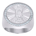 925 Sterling Silver Mens Cubic-Zirconia Guadalupe Religious Ring Sizes 8 To 11