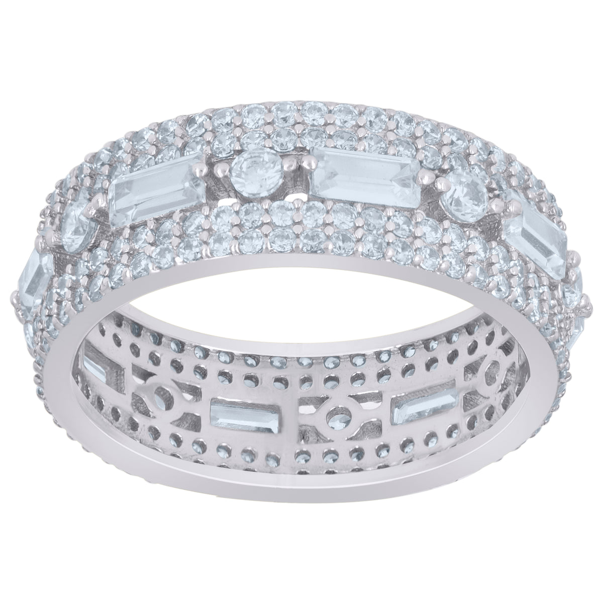 925 Sterling Silver Womens Baguette Cubic-Zirconia Fashion Ring Size 8