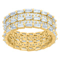 925 Sterling Silver Yellow-Tone Womens Baguette Cubic-Zirconia Fashion Ring Size 6