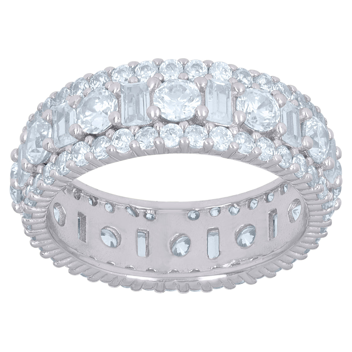 925 Sterling Silver Womens Baguette Cubic-Zirconia Fashion Ring Size 7