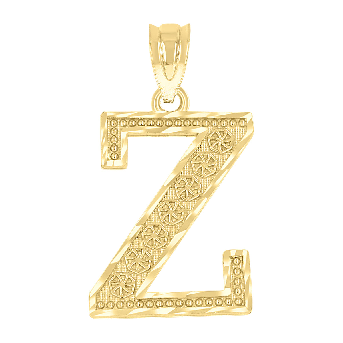 10K Yellow Gold Unisex Initial Z Alphabet Charm Pendant